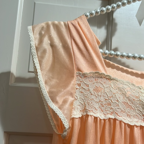 VINTAGE PEACH PEIGNOIR ROBE-X SMALL OR SMALL - Picture 5 of 9